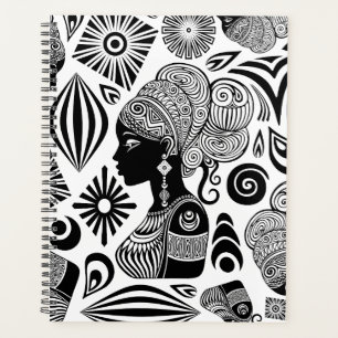 African Girl Portrait Tribal Tattoo Planner