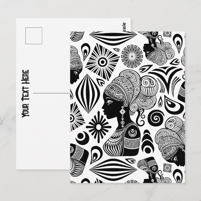 African Girl Portrait Tribal Tattoo Postcard (Front/Back)