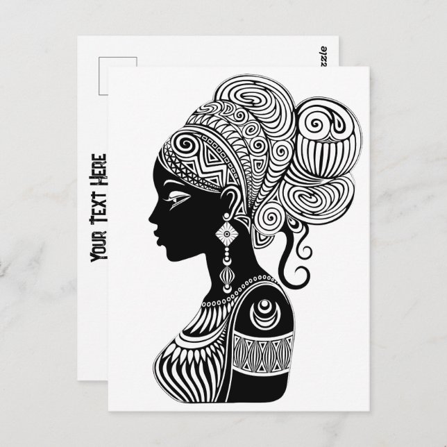 African Girl Portrait Tribal Tattoo Postcard (Front/Back)