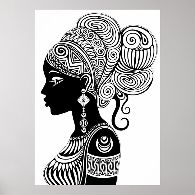 African Girl Portrait Tribal Tattoo Poster (Front)