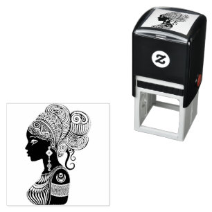 African Girl Portrait Tribal Tattoo Self-inking Stamp