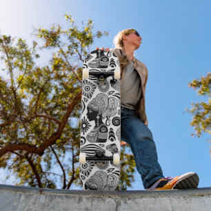 African Girl Portrait Tribal Tattoo Skateboard