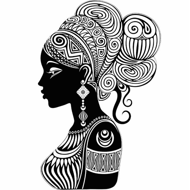African Girl Portrait Tribal Tattoo Standing Photo Sculpture (Front)