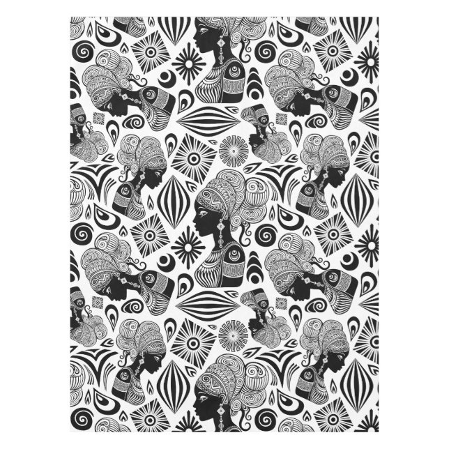 African Girl Portrait Tribal Tattoo Tablecloth (Front)