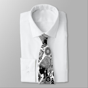 African Girl Portrait Tribal Tattoo Tie