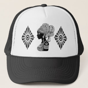 African Girl Portrait Tribal Tattoo Trucker Hat