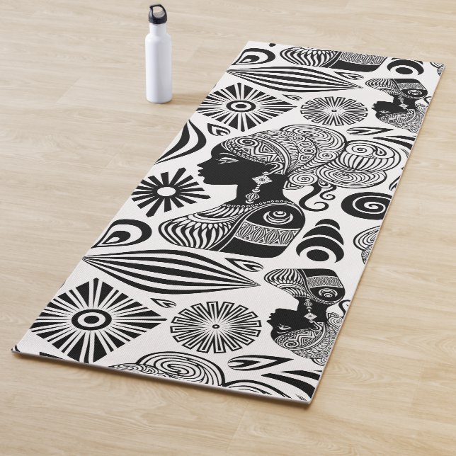 African Girl Portrait Tribal Tattoo Yoga Mat (In Situ)