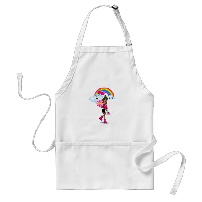 African Girl Rainbow Clouds Kitchen Apron (Front)