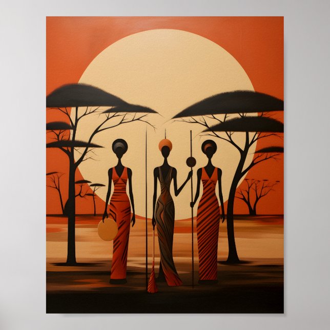 African Girls Illustration Minimalist African Art Poster (Front)