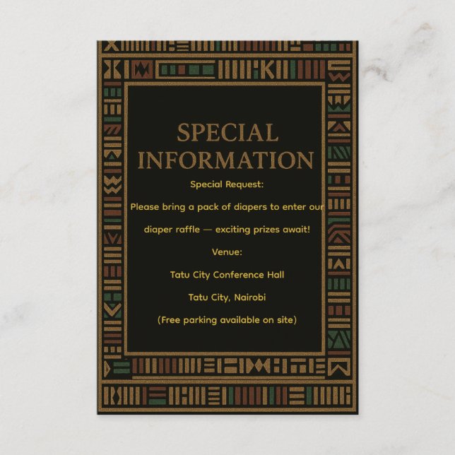 African Gold Kente Baby Shower Enclosure Card (Front)