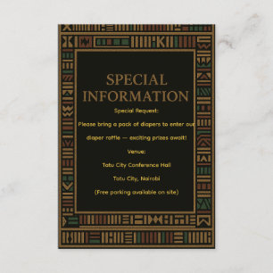 African Gold Kente Baby Shower Enclosure Card