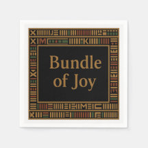 African Gold Kente Baby Shower Napkin
