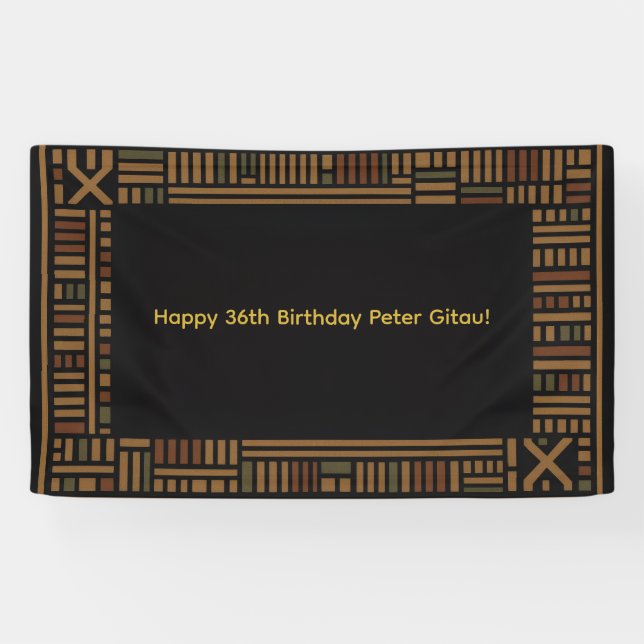 African Gold Kente Birthday Party Banner (Horizontal)