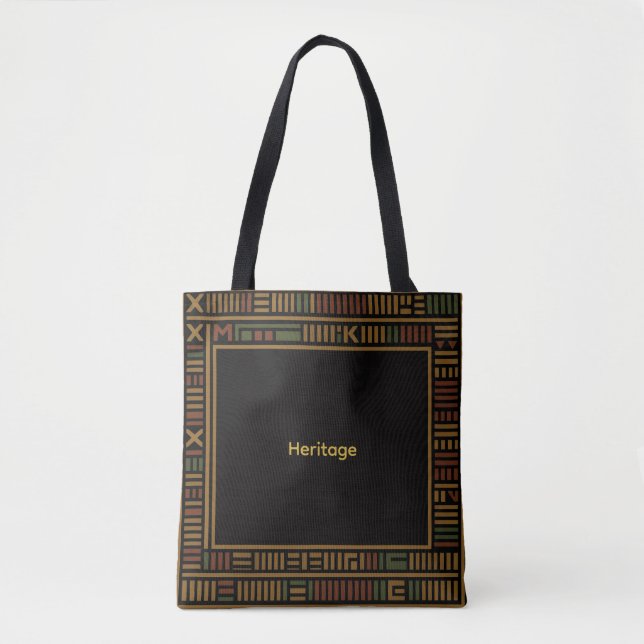African Gold Kente Pattern Tote Bag (Front)