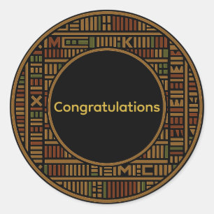 African Gold Kente Wedding Round Sticker