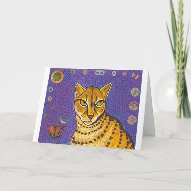 African Golden Cat Greeting Card (Front)