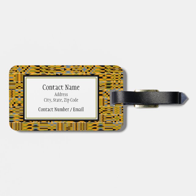 African Golden Kente Luggage Tag (Back Horizontal)
