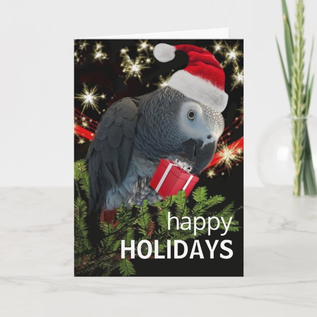 African Gray Parrot Holiday Season Card (Front)