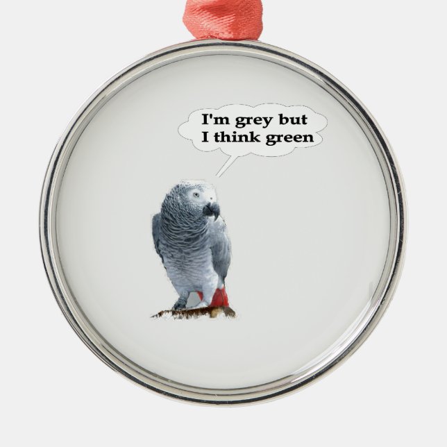 African Gray Thinks Green Metal Tree Decoration (Front)
