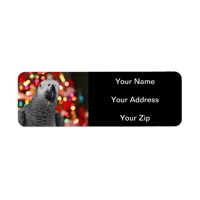 African Grey Christmas Return Address Labels (Front)