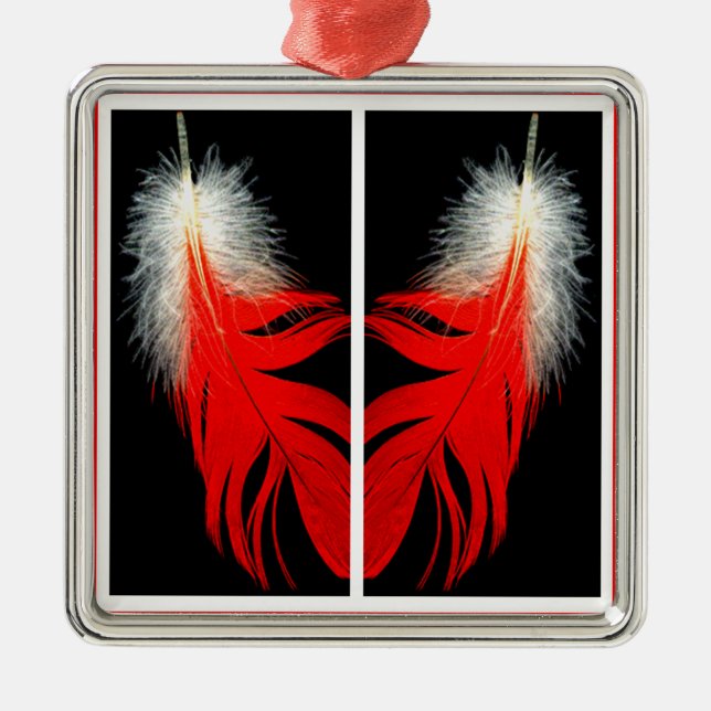 african grey feathers metal tree decoration (Front)