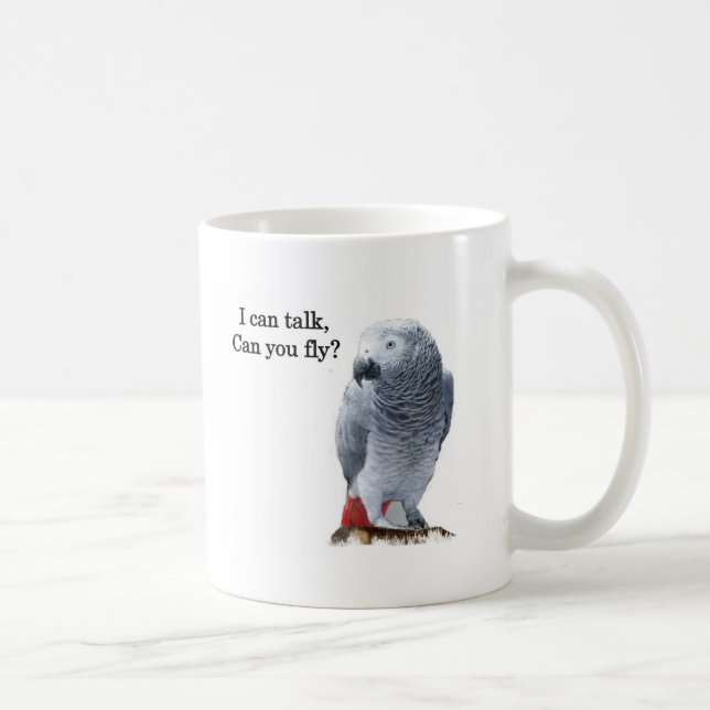 African Grey I can talk, can you fly? Coffee Mug (Right)