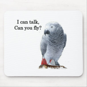 African Grey I can talk, can you fly? Mouse Mat