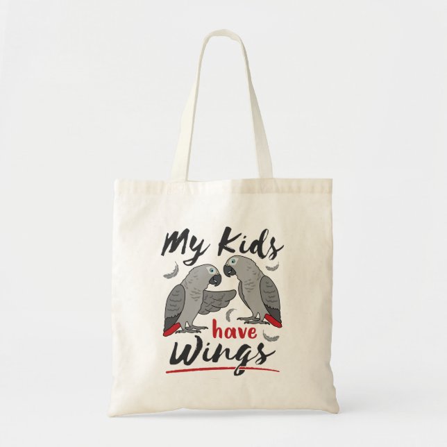 African Grey Mum Dad My Kids Have Wings Tote Bag (Front)