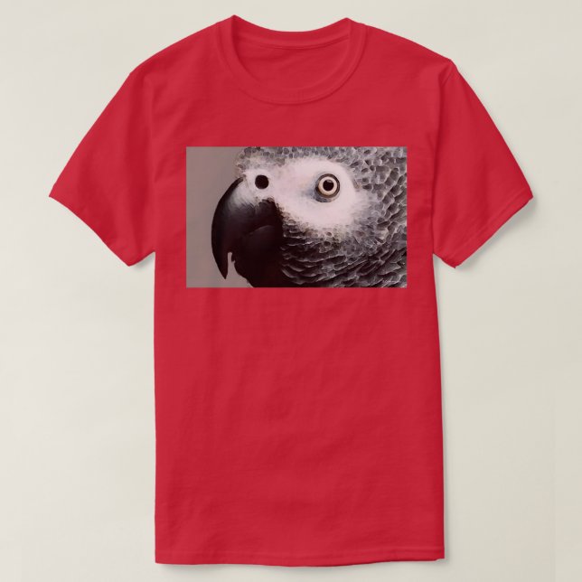 African Grey Parrot Art Softy T-Shirt (Design Front)
