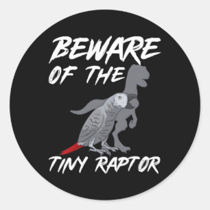 African Grey Parrot Beware Of The Tiny Raptor Classic Round Sticker