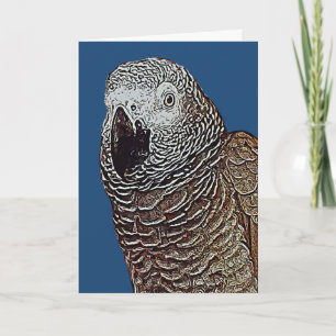 African Grey Parrot Birthday Card