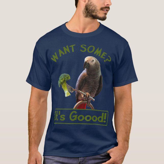 African Grey Parrot Broccoli  for Men Women Kids T-Shirt (Front)