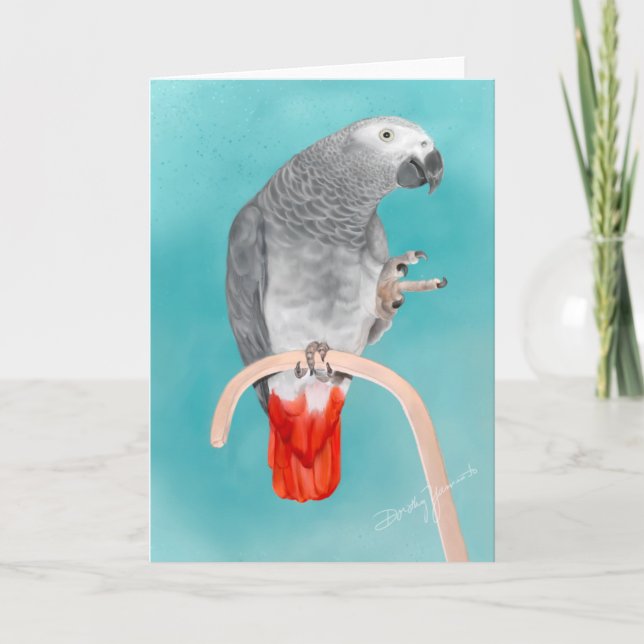 African Grey Parrot Card (Front)