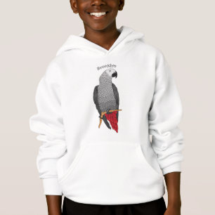 African grey parrot cartoon illustration 