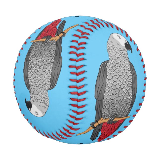 African grey parrot cartoon illustration baseball (Angled)
