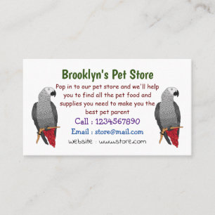 African grey parrot cartoon illustration  business card