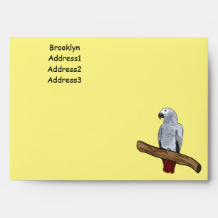 African grey parrot cartoon illustration envelope