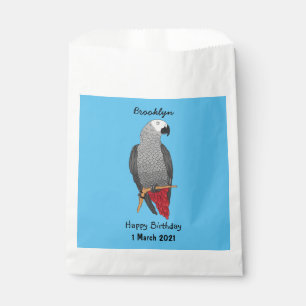 African grey parrot cartoon illustration favour bags