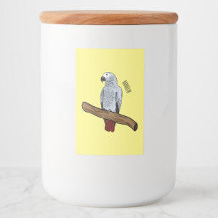 African grey parrot cartoon illustration food label
