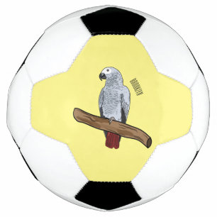 African grey parrot cartoon illustration football