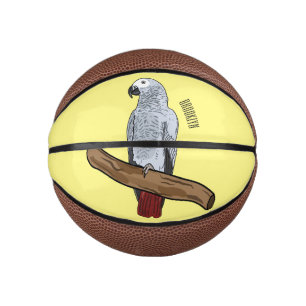 African grey parrot cartoon illustration mini basketball