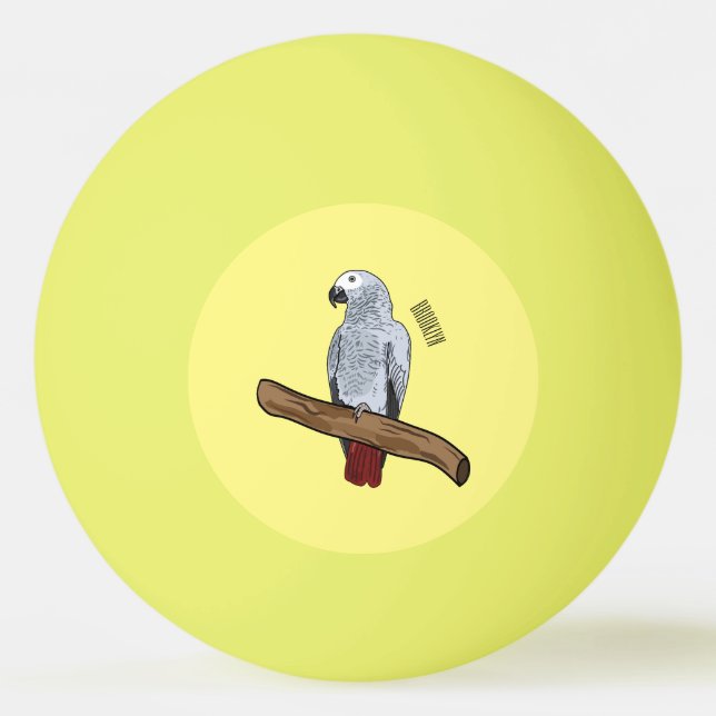 African grey parrot cartoon illustration  ping pong ball (Front)