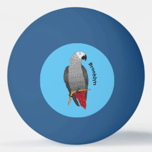 African grey parrot cartoon illustration  ping pong ball