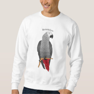 African grey parrot cartoon illustration sweatshirt