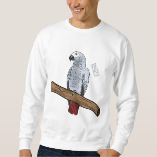 African grey parrot cartoon illustration sweatshirt