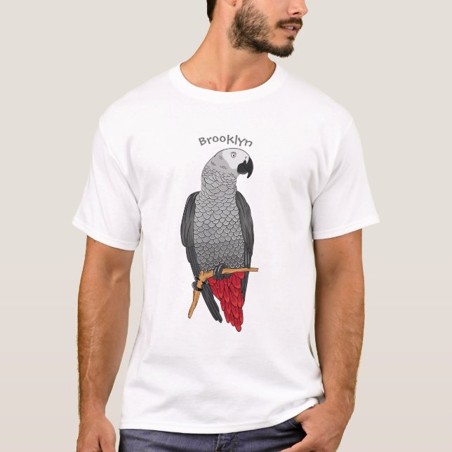 African grey parrot cartoon illustration T-Shirt (Front)