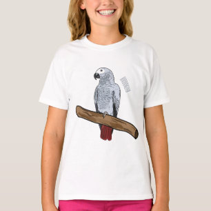 African grey parrot cartoon illustration  T-Shirt