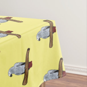 African grey parrot cartoon illustration tablecloth