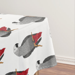 African grey parrot cartoon illustration tablecloth