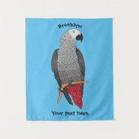 African grey parrot cartoon illustration